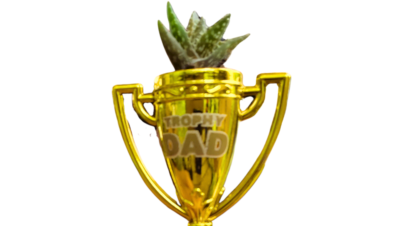Trophy Dad Gift with Tiger Tooth Succulent
